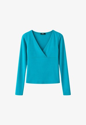 Stradivarius, LONG SLEEVE T-SHIRT WITH UNDER-BUST CUT-OUT - T-shirt à manches longues - turquoise