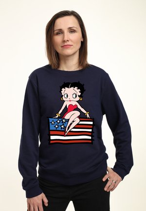 Henry Tiger BETTY BOOP AMERICANA POSING WITH THE STARS STRIPES FLAG - Sweatshirt - navy blue