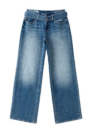 Stradivarius, DOUBLE-WAIST WIDE-LEG JEANS - Wide Leg - mottled dark blue