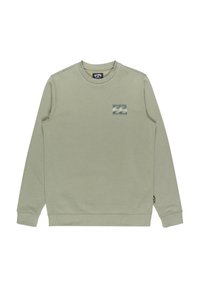 Lichtgroene sweatshirt, zachte stof, ronde hals, lange mouwen, klein golfpatroon op de borst, ribgebreide mouwen en zoom, logo-label aan de zijkant.
