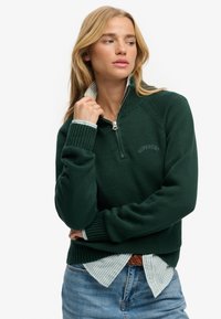 Superdry & Co ESSENTIAL HALF ZIP  - Strickpullover - enamel green