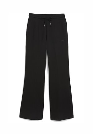 Sorte brede sweatpants lavet af blødt stof, med elastisk talje og snor samt diskret logo detaljer på siden.