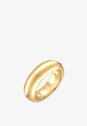 Gouden ring met een glad, rond ontwerp. Gemaakt van metaal, met een gepolijste oppervlakte en van binnen gegraveerd met "925".