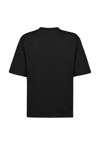 Schwarzes Kurzarm-T-Shirt mit lockerer Passform. Hergestellt aus weicher Baumwolle, mit Rundhalsausschnitt und einer glatten, strukturierten Oberfläche.