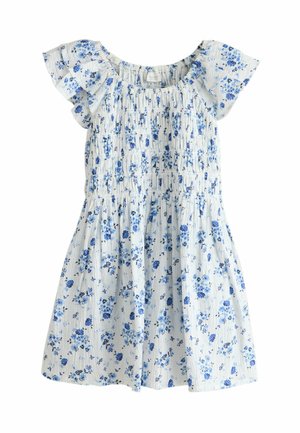 REGULAR FIT - SMOCKED FRILL SLEEVE - Freizeitkleid - blue floral