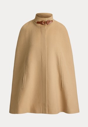Lauren Ralph Lauren, BUCKLE-TRIM WOOL-BLEND MOCKNECK CAPE - Пелерина - camel