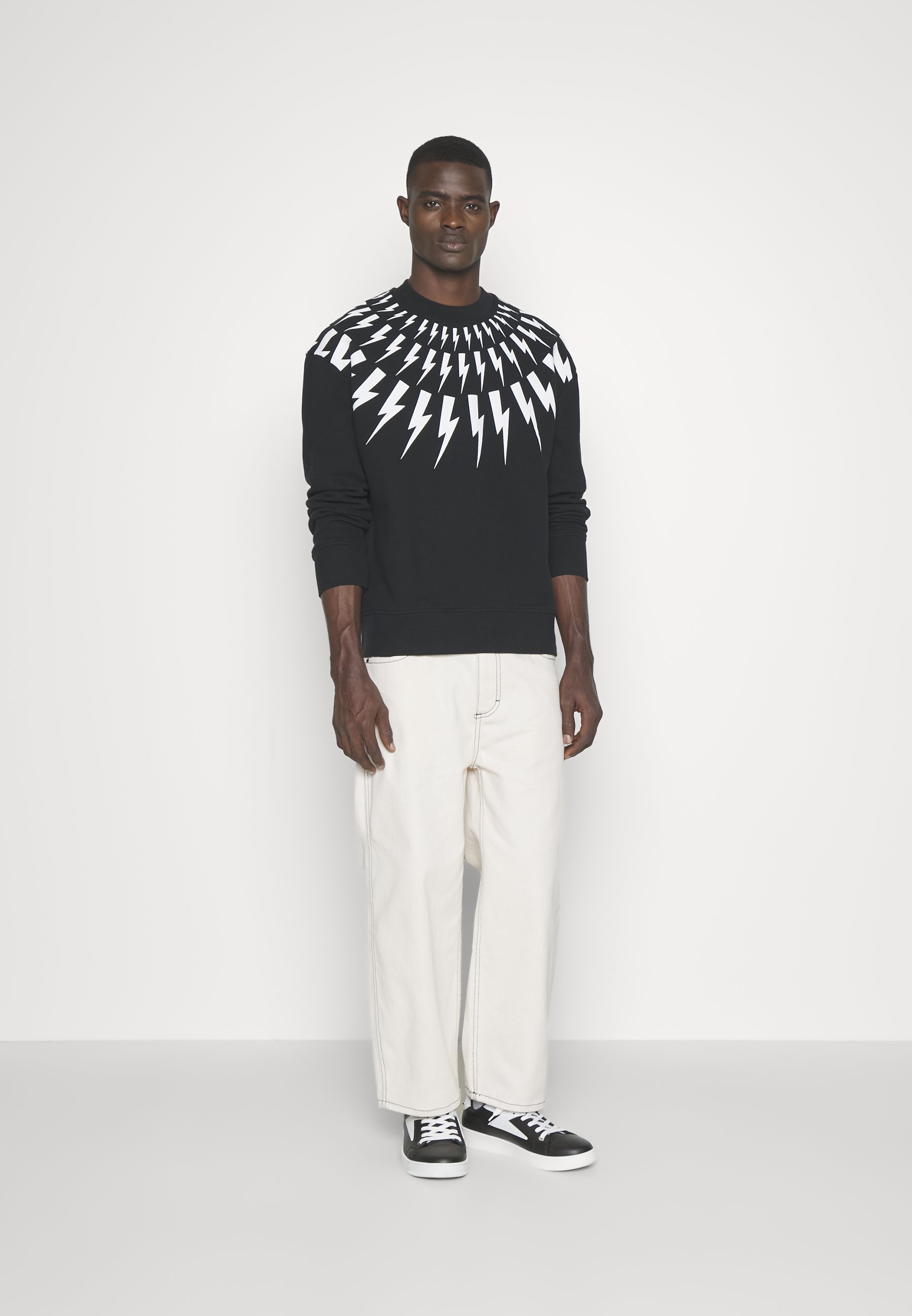 NEIL BARRETT｜SWEATSHIRTS (airisle Thunderbolt / Easy Sw Neil Barrett Brushed Cotton FAIRISLE THUNDERBOLT Easy Fit