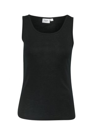 Top negru fără mâneci, realizat dintr-un material ușor. Are un decolteu rotund și un tiv drept. Eticheta spune "Saint" cu informația despre mărime.