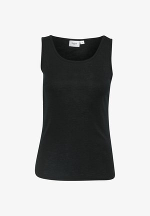 Czarny bezrękawnik wykonany z lekkiego materiału. Posiada okrągły dekolt i prosty dół. Metka głosi "Saint" z oznaczeniem rozmiaru.