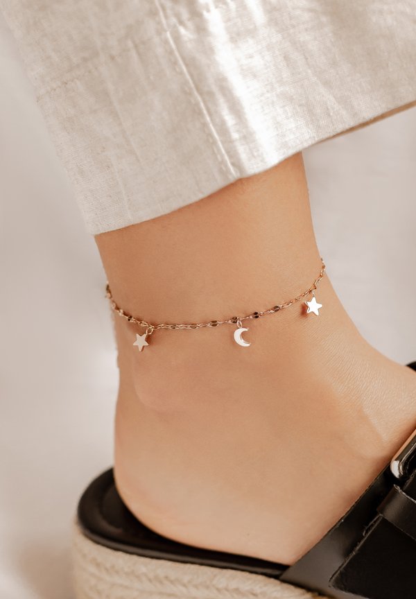 DANGLE STAR AND MOON - Fußkettchen - rosegoldfarben