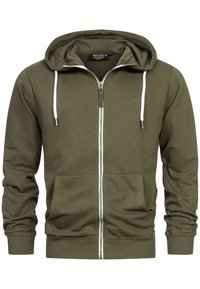 INDICODE JEANS Bluză de molton cu fermoar - army