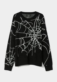 Svart tröja med långa ärmar som har design av vit spindelväv. Tillverkad av mjukt material med rundad halsringning och avslappnad passform.