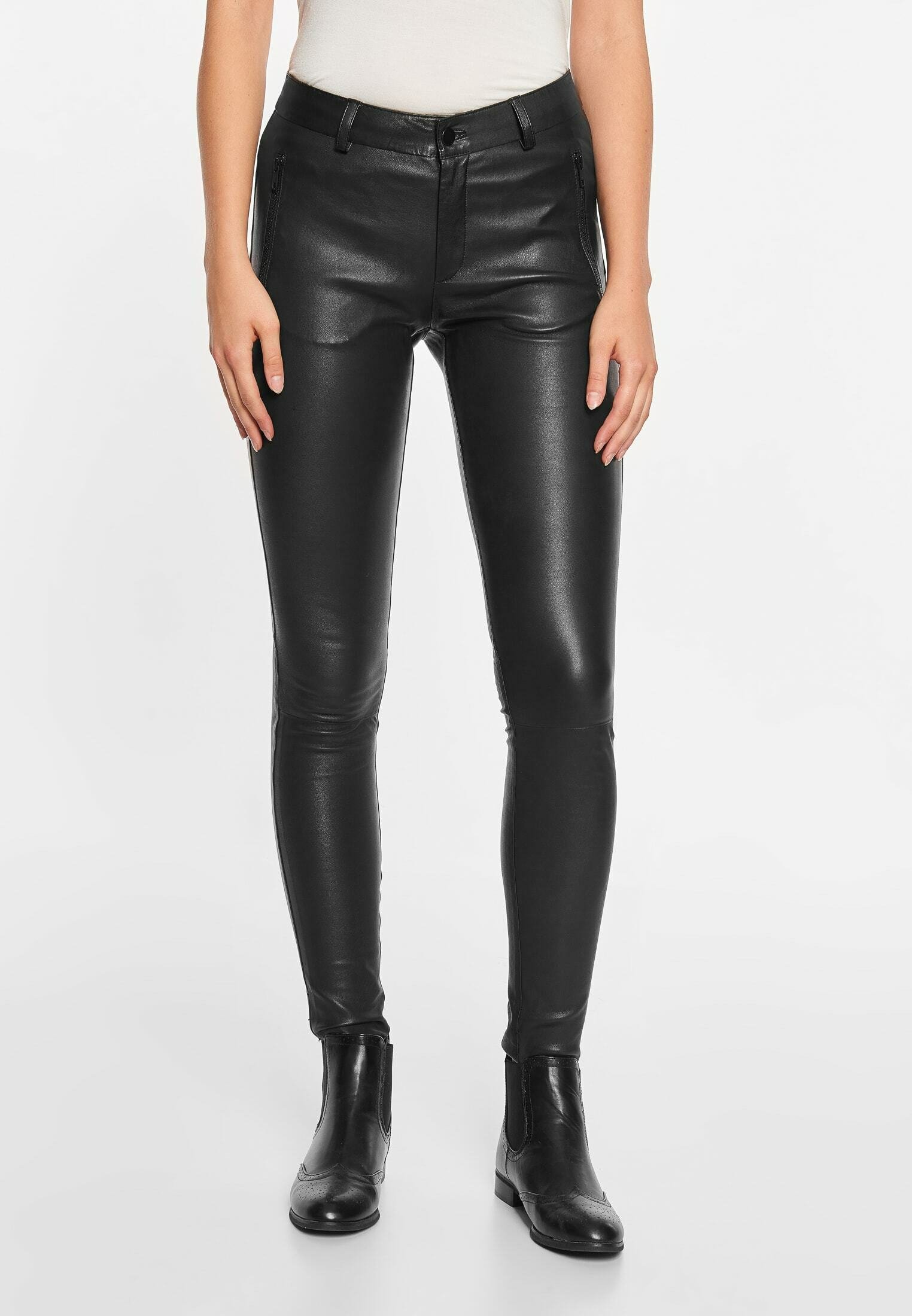 Notyz HELENA - Leather trousers - black 