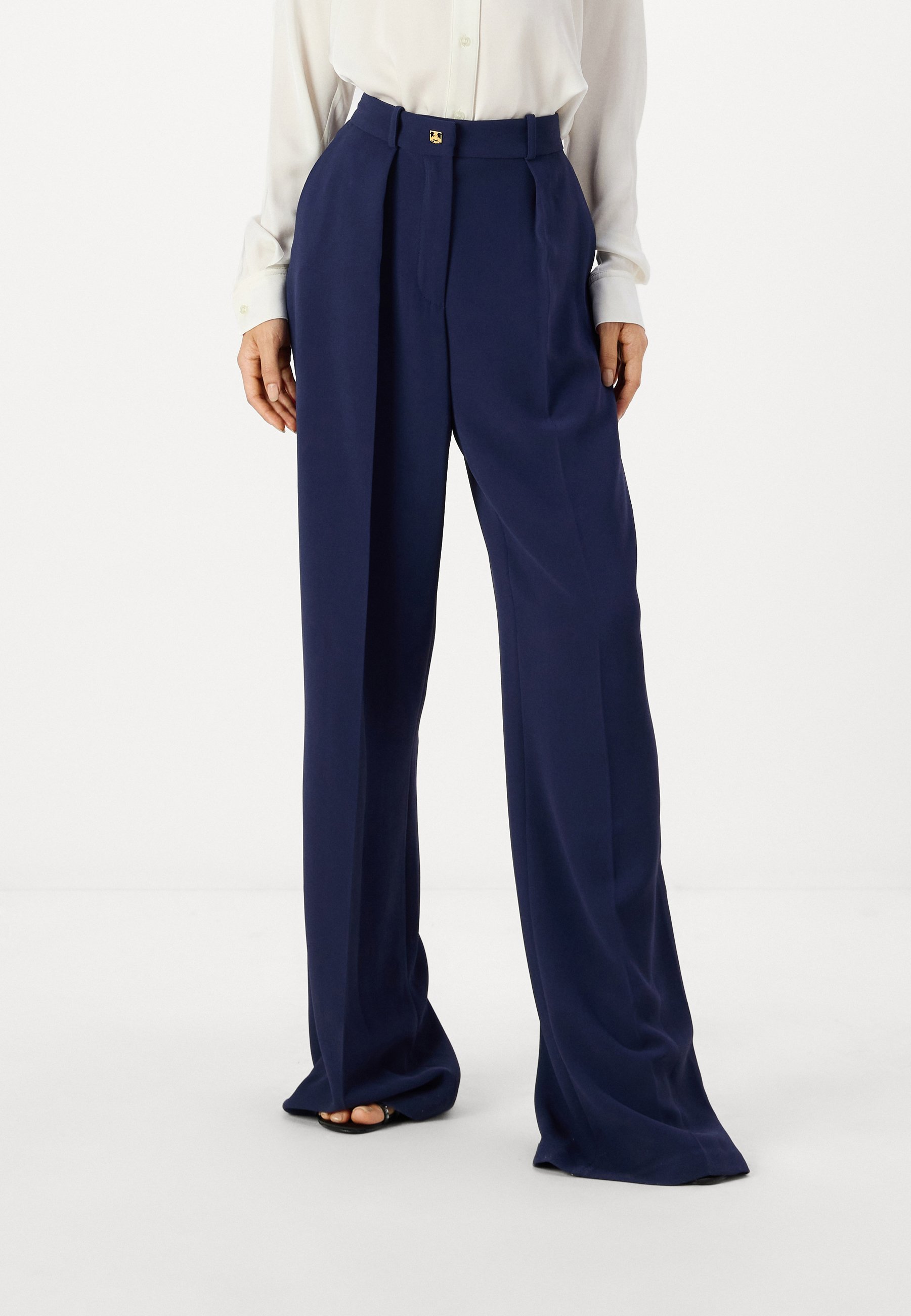 パンツ ELISABETTA FRANCHI Women Straight Pants PJ20S36E2 104 BLUE Elisabetta Franchi PANT - Trousers - navy/dark blue - Zalando