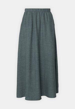 Dolga, turkizna krila iz teksturirane tkanine z nabranim elastičnim pasom in tokajočim A-linijskim dizajnom.