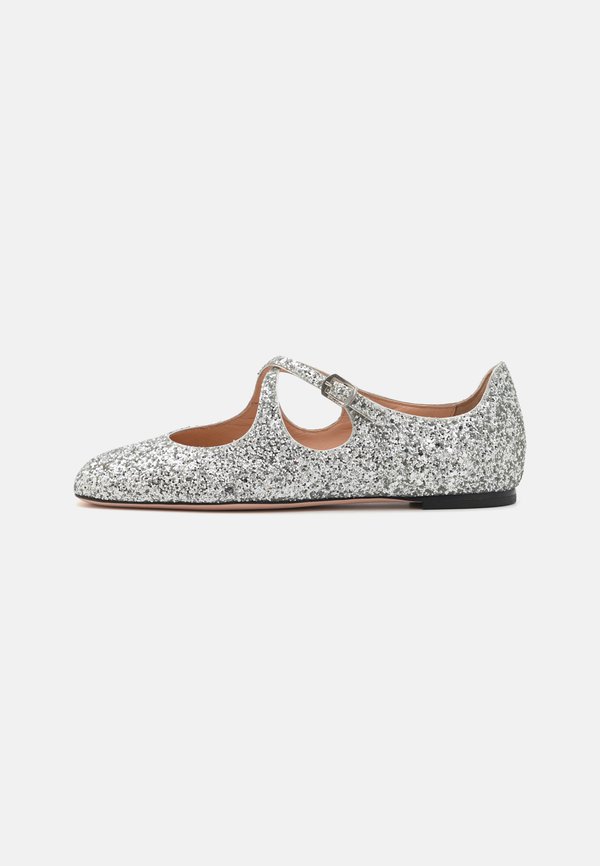 Ankle strap ballet pumps - silver