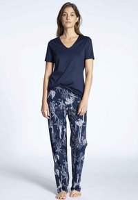 Calida KURZARM- V-NECK - Pyjama top - dark blue