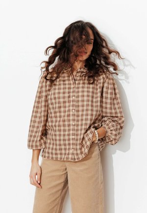 À CARREAUX - Chemisier - carreaux marron