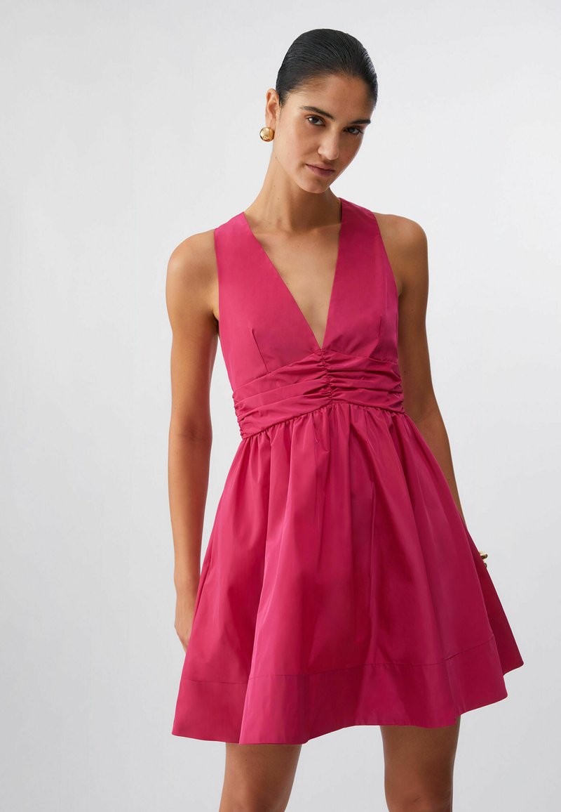 Robe Lucky Brand Taille S - Gris Floral Rose - Mi-longue, Manches 3/4, Poches