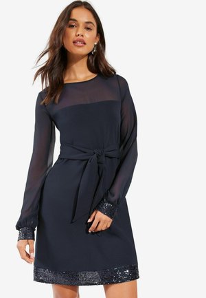 Friends Like These REGULAR FIT - LONG SLEEVE SEQUIN TRIM MINI - Koktailové šaty/večierkové šaty - navy blue