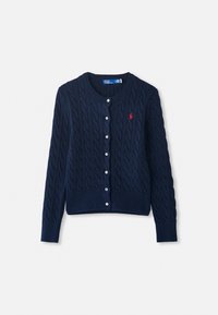 CABLE-KNIT COTTON CREWNECK CARDIGAN  - Cardigan - hunter navy