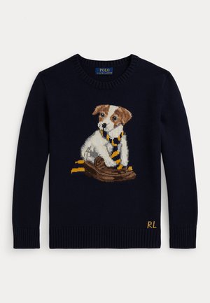 Polo Ralph Lauren DOG INTARSIA COTTON SWEATER - Jumper - navy