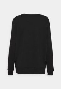 Czarna bluza z długim rękawem i okrągłym dekoltem, z prążkowanymi mankietami i dołem, widoczna od tyłu na jednolitym jasnoszarym tle.