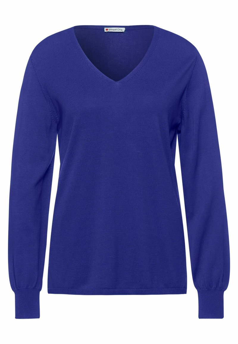 Damen Strickjacken | Street One V-AUSSCHNITT Strickpullover blau/royal - NP94258 Damen Strickjacken | Street One V-AUSSCHNITT Strickpullover blau/royal - NP94258