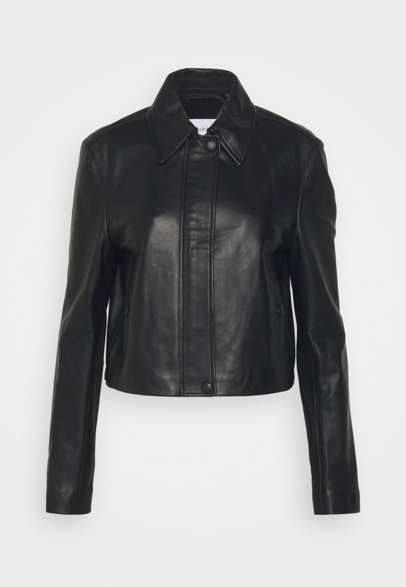 Calvin Klein Leren jas zwart Calvin Klein Leren jas zwart