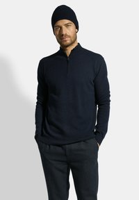 Just Cashmere HALF ZIPPED HIGH COLLAR - Strickpullover - mottled anthracite