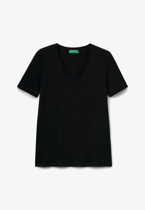 United Colors of Benetton WITH V-NECK - Camiseta básica - black