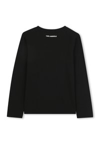 Fekete pamut hosszú ujjú póló kerek nyakkivágással; "KARL LAGERFELD" fehér betűkkel nyomtatva a hát felső részén. Simap felület, minimalista dizájn.