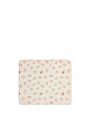 Rectangular beige mat with brown illustrations of various pastries, cakes, and sweets evenly spaced across the surface.