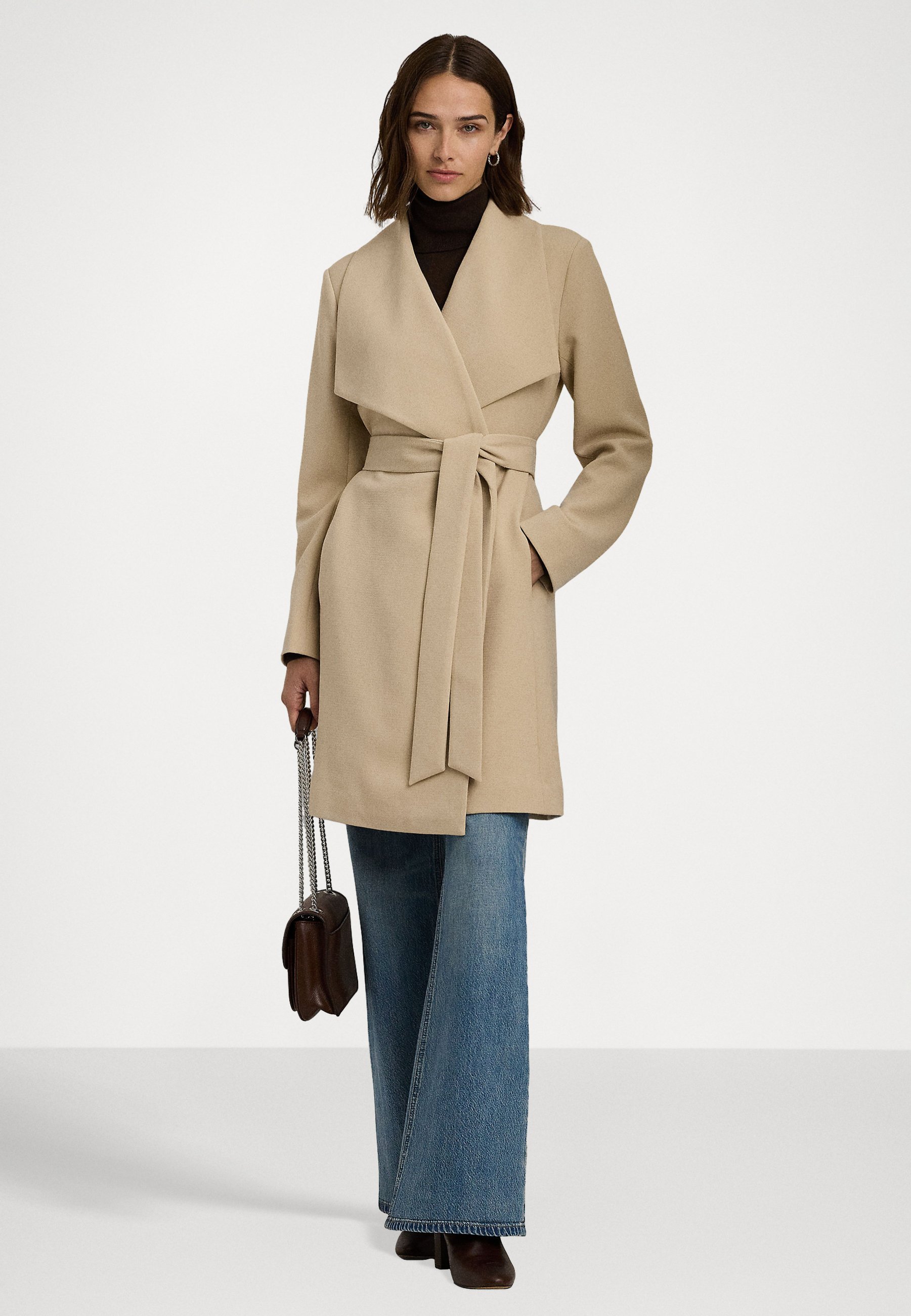 Ralph LAUREN ベージュ ロングコート ベルト付き Lauren Ralph Lauren BELTED CREPE COLLAR WRAP COAT - Classic coat