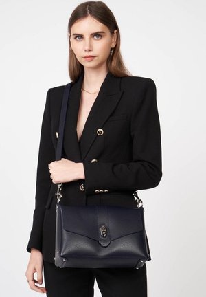 TOP DOUBLE - Cross body bag - bleu foncé  in argent
