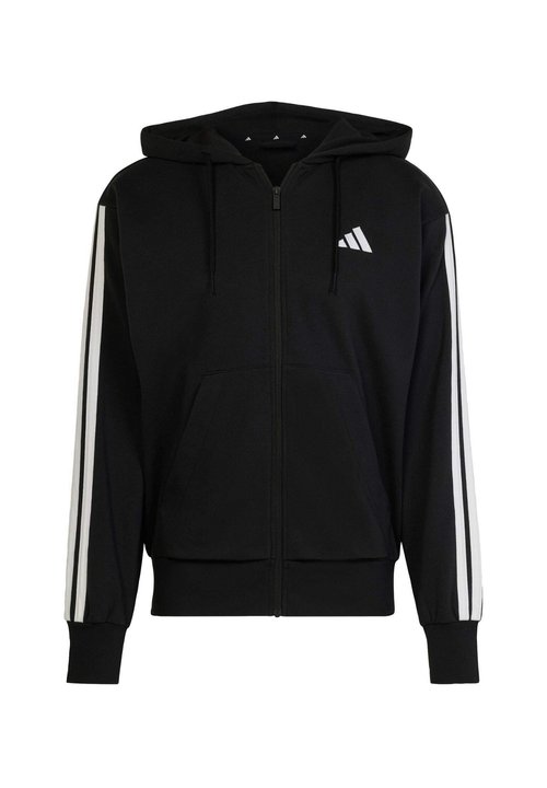 adidas Essentials 3-Stripes French Terry Full-Zip Hoodie Black/White — foto 5