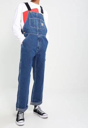 Hängselbyxor - stone blue denim