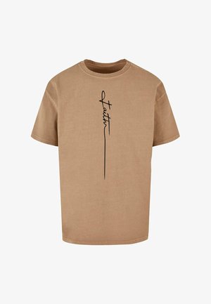Merchcode, FAITH TEE - Print T-shirt - unionbeige