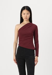 Gina Tricot ONE SHOULDER - Top s dlhým rukávom - burgundy