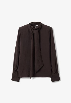 Stefanel, BLOUSE WITH BOW COLLAR, REGULAR FIT. - Camicetta - dark brown