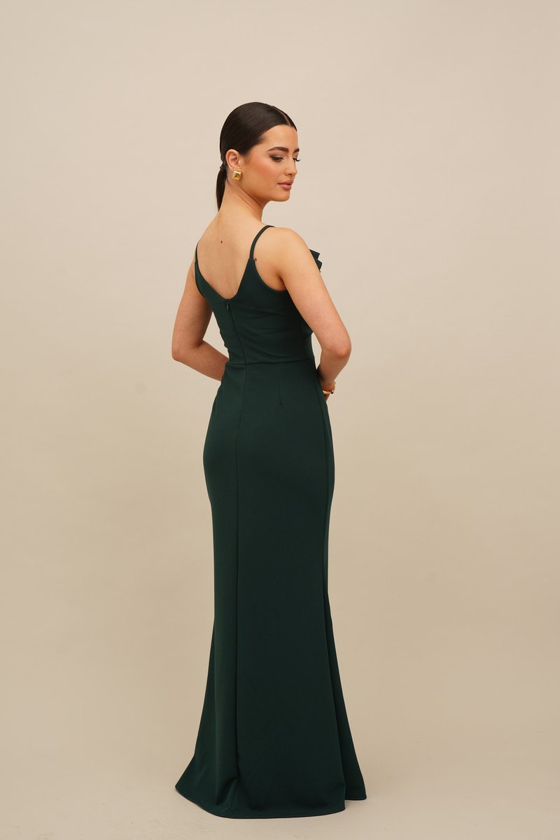 sachin and babi light blue dress TFNC Petite Bridesmaid Flutter Sleeve Ruffle Detail Maxi Dress In Emerald- Green for Women main image 0