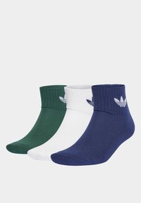 adidas Originals MID ANKLE UNISEX 3 PACK - Čarape - white/collegiate green/dark blue