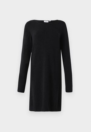 Sort strikket sweaterkjole med lange ærmer, en rund halsudskæring og ribbede manchetter. Har en lige silhuet og blød tekstur.