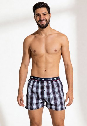 Mustang Bodywear, Weite Boxershorts - marineblau kariert marineblau einfarbig