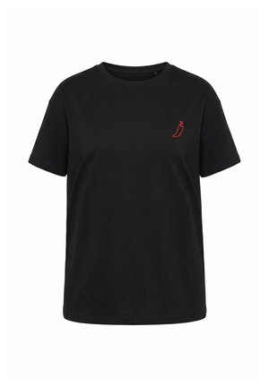 Angel of Style, T-SHIRT, BOXY FIT, CHILLI PRINT ON BACK WITH DECORATIVE BEADING - T-shirt imprimé - black