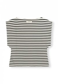 10DAYS SQUARED PROUD STRIPES - Camiseta estampada - ecru black