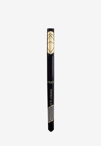 Crayon eyeliner noir avec un accent géométrique doré sur le capuchon. L'étiquette indique "Perfect Slim" en texte doré sur le corps noir. Forme mince.