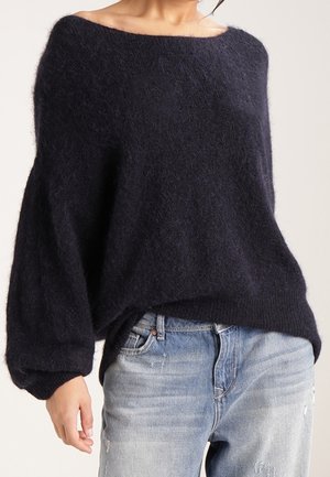 Stickad tröja - mottled dark blue