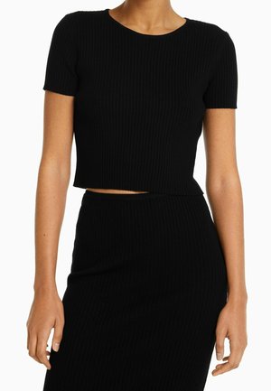 Bershka Jednoduché tričko - black