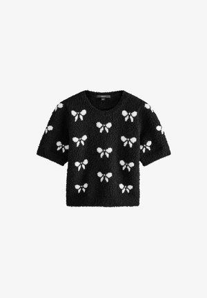 Next, TALL FIT - SHORT SLEEVE CREW NECK - Triko s potiskem - black white